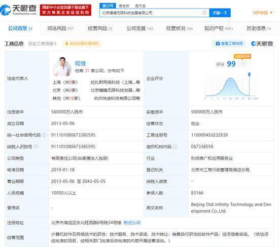 滴滴關(guān)聯(lián)公司申請